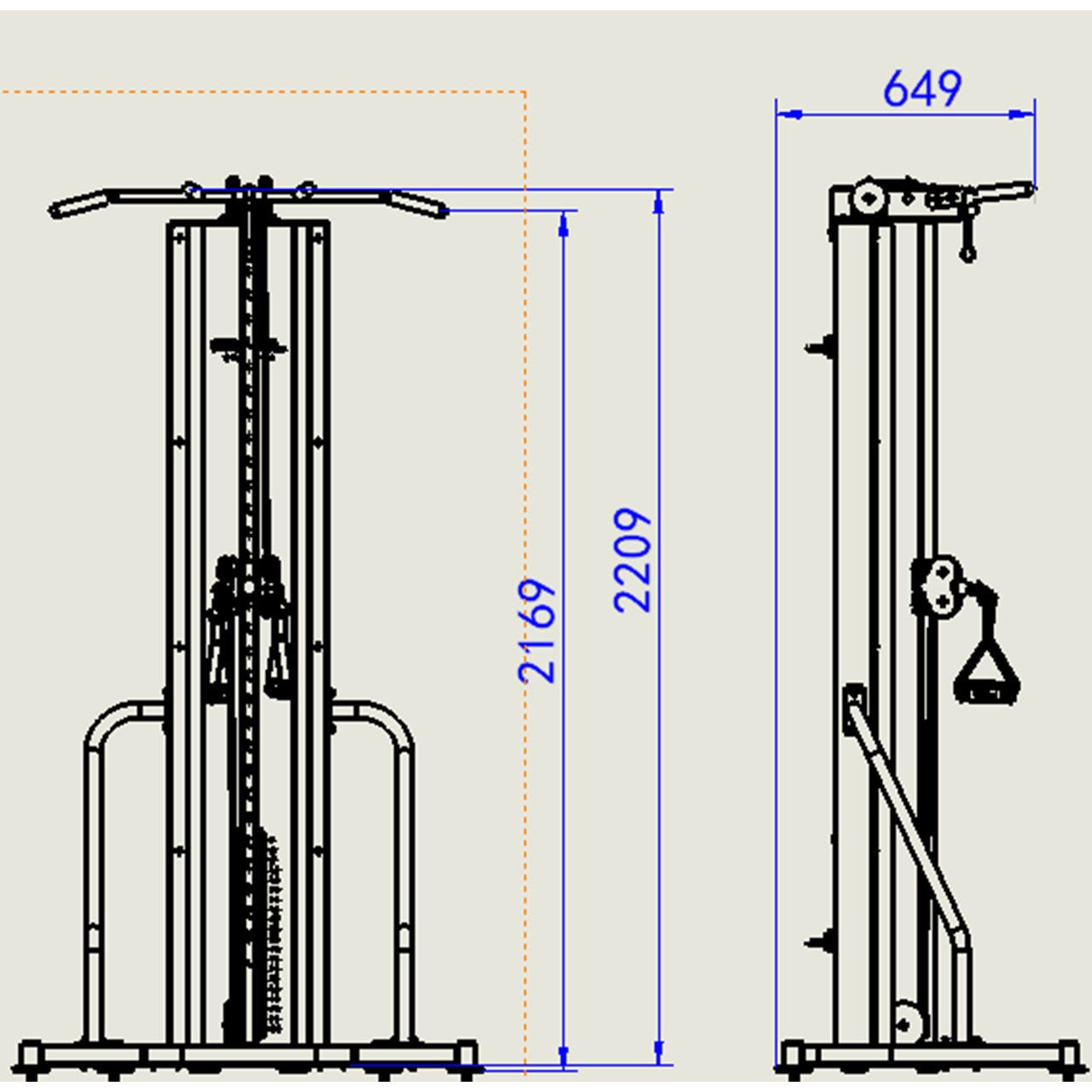 Free Standing Hi/Lo Pulley with Pull-Up Bar