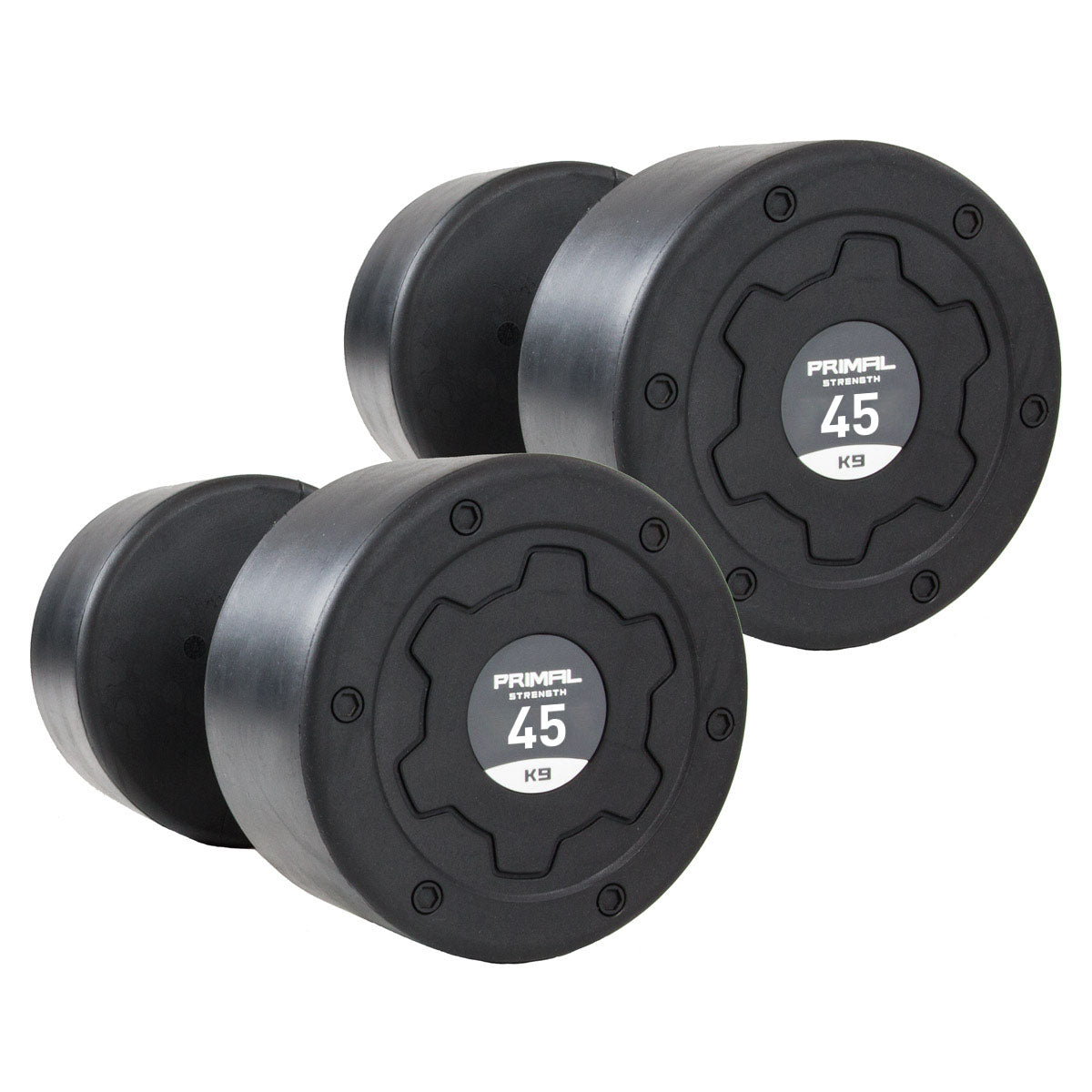 Primal Pro Series Rubber Dumbbells - 2 x 45kg