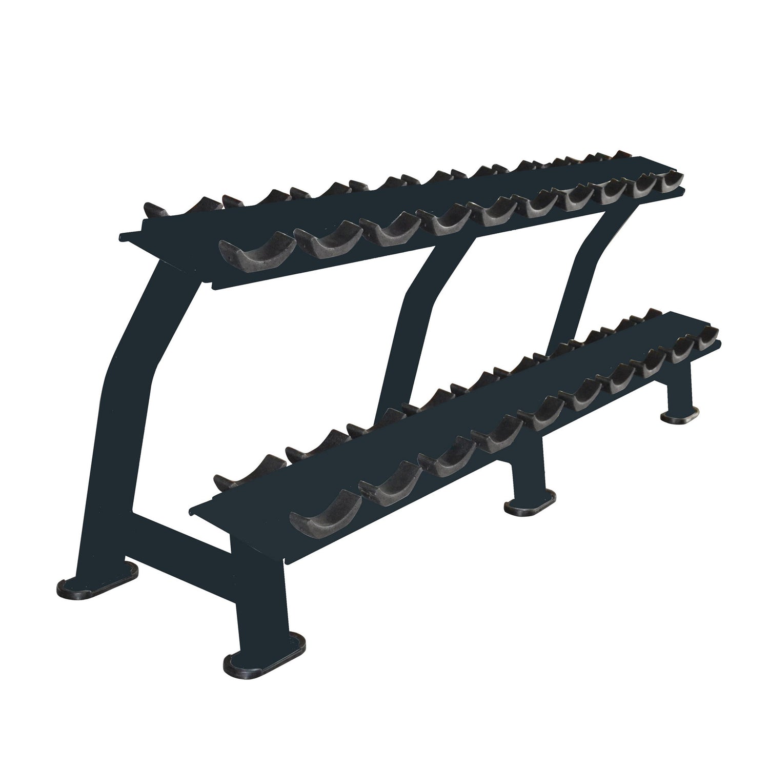 a empty two tier dumbbell rack in black