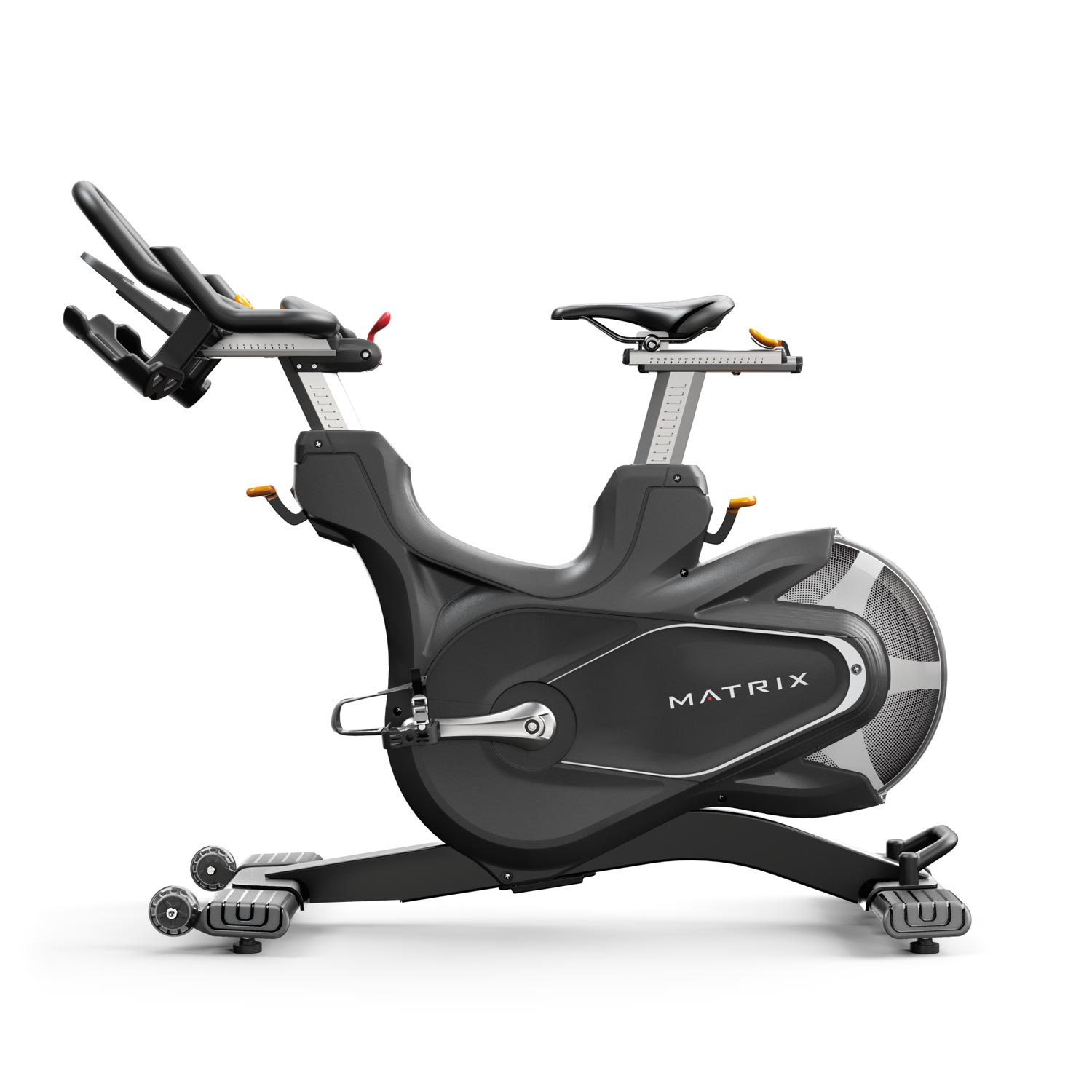 the side of a complete gym spin bike