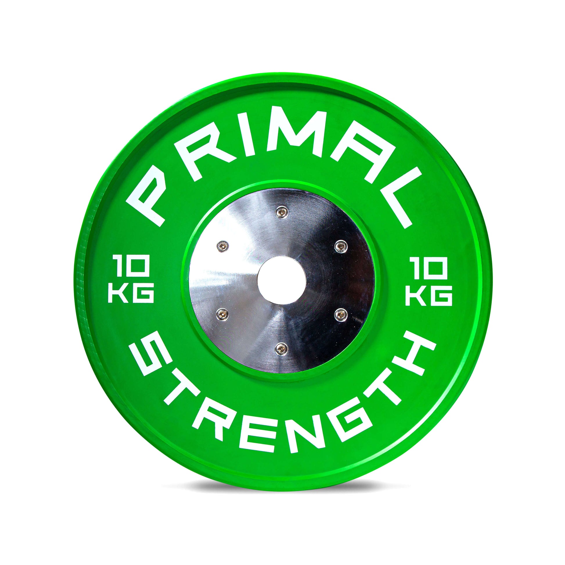 a green 10kg competition weight plate