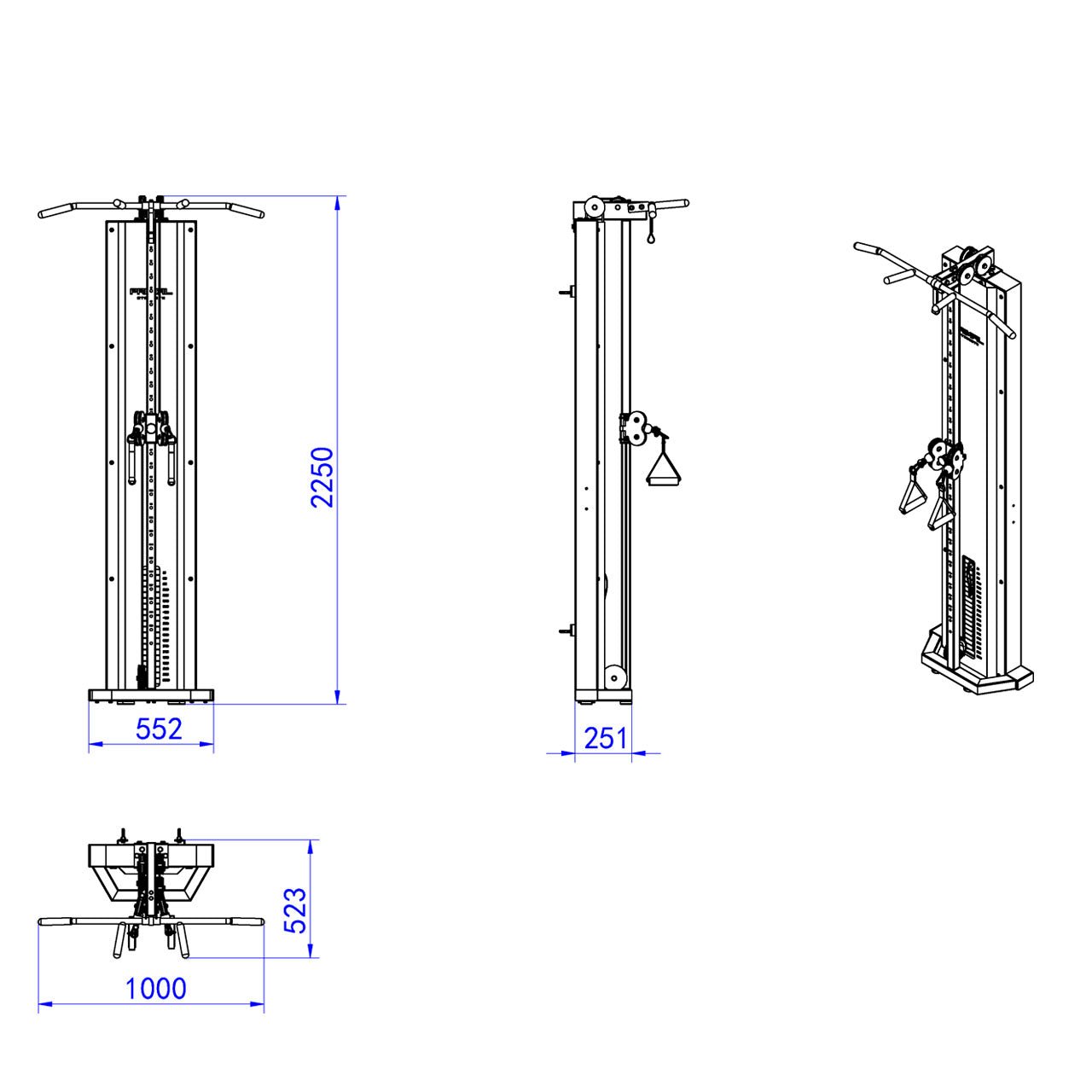 Free Standing Hi/Lo Pulley with Pull-Up Bar