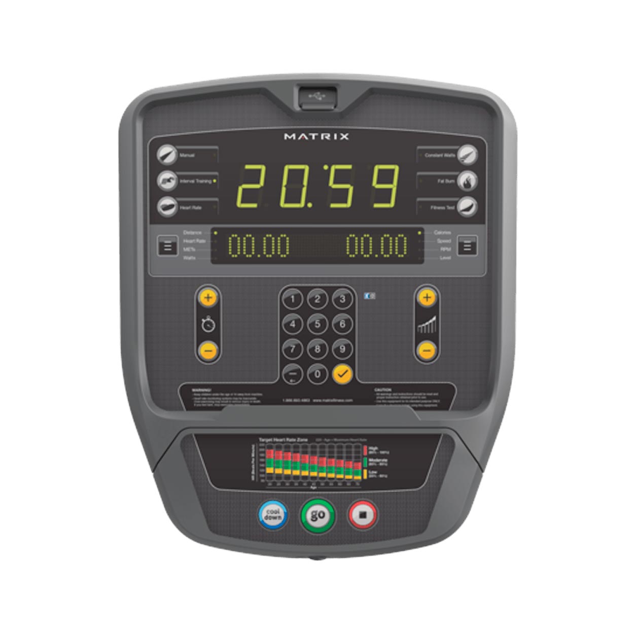 the console of a elliptical cross trainer