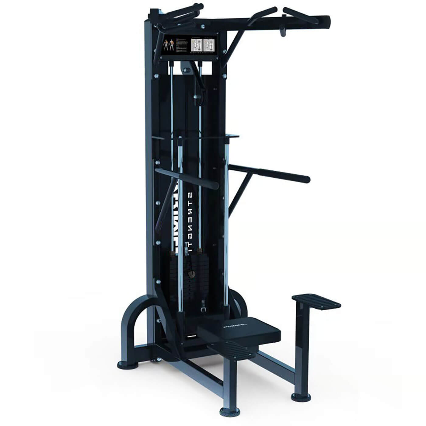 a commercial assisted chin up and dip gym machine