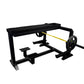 black prone row gym bench with loaded barbell