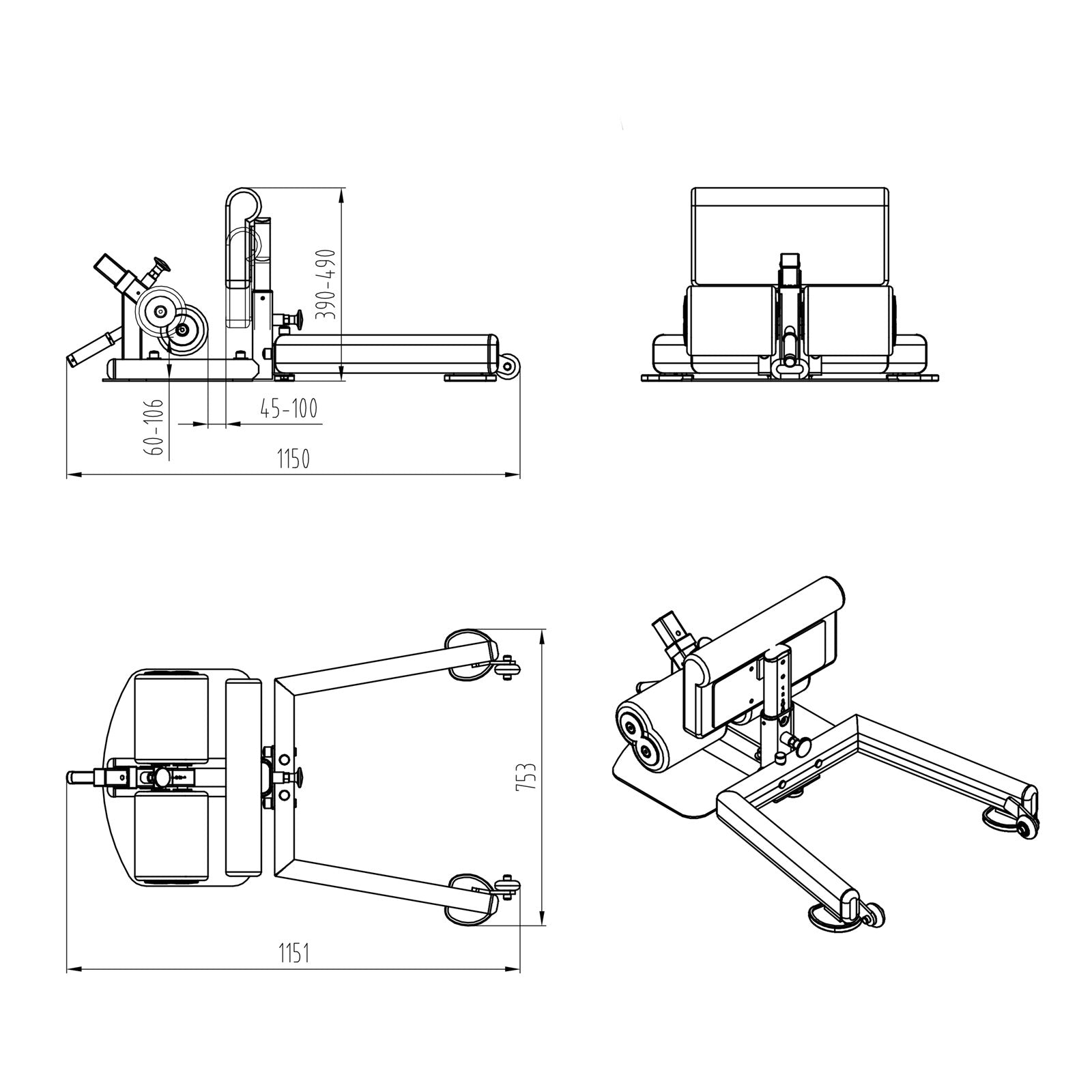 a diagram and dimensions of a sissy squat bench