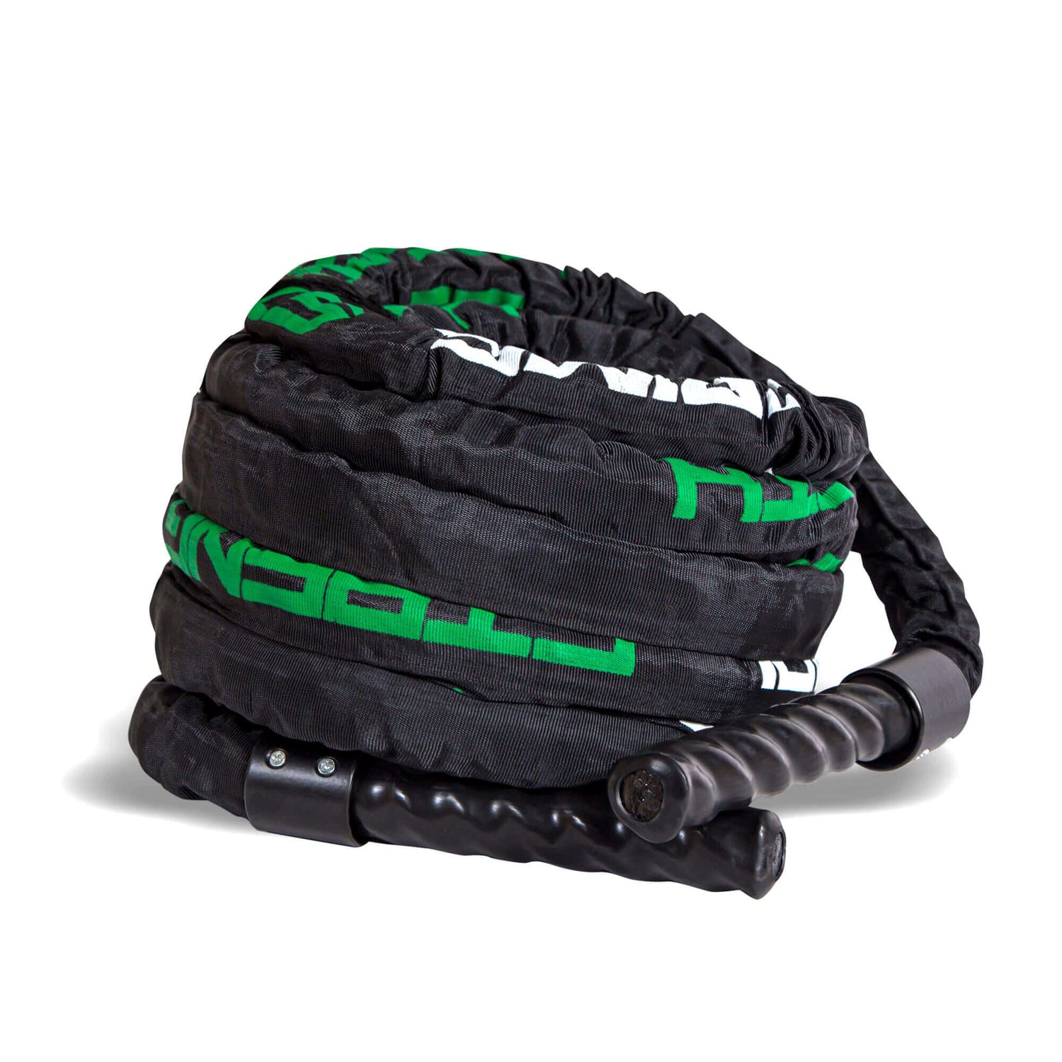 A canvas battle rope wrapped up 