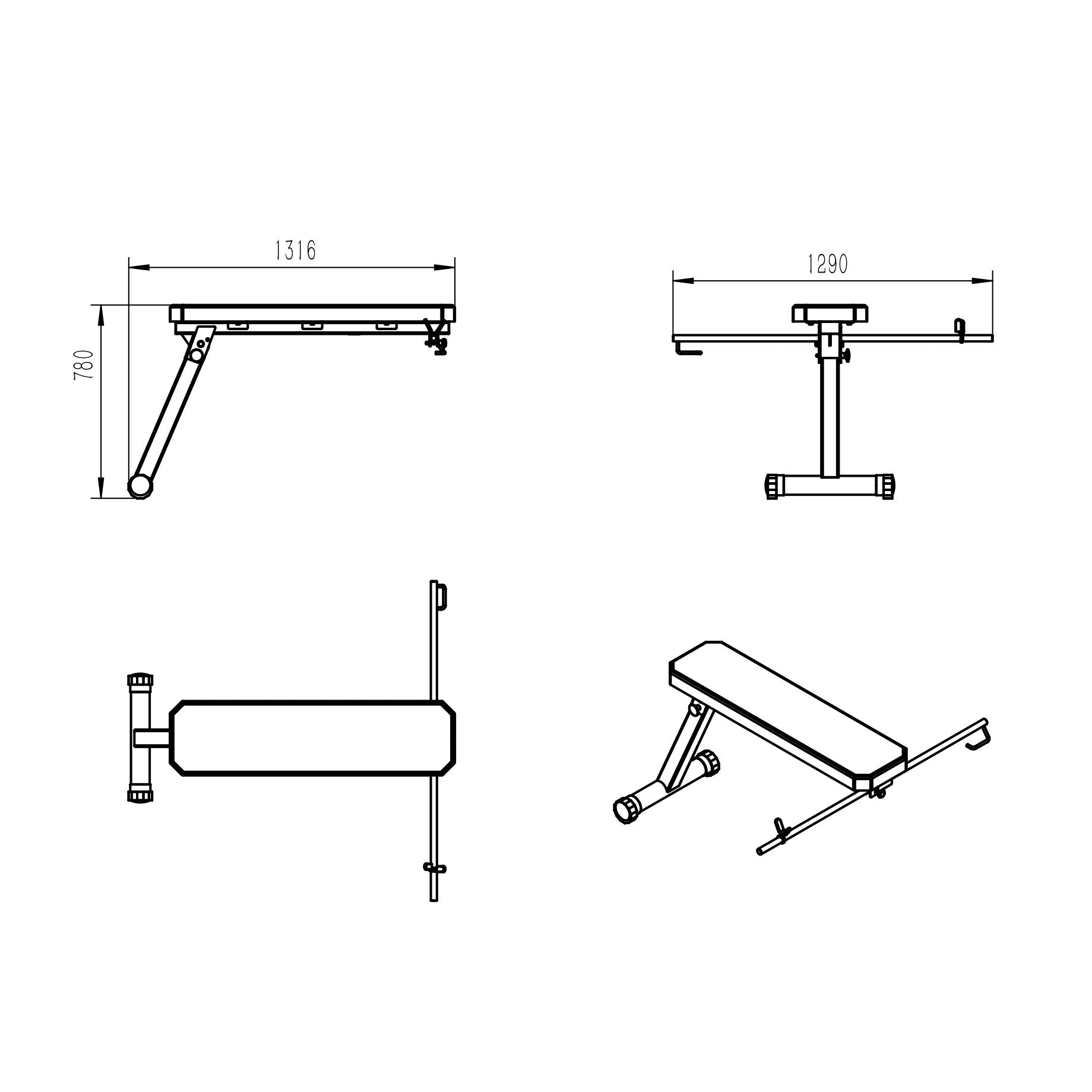 a diagram and dimensions of a prone row bench attachment