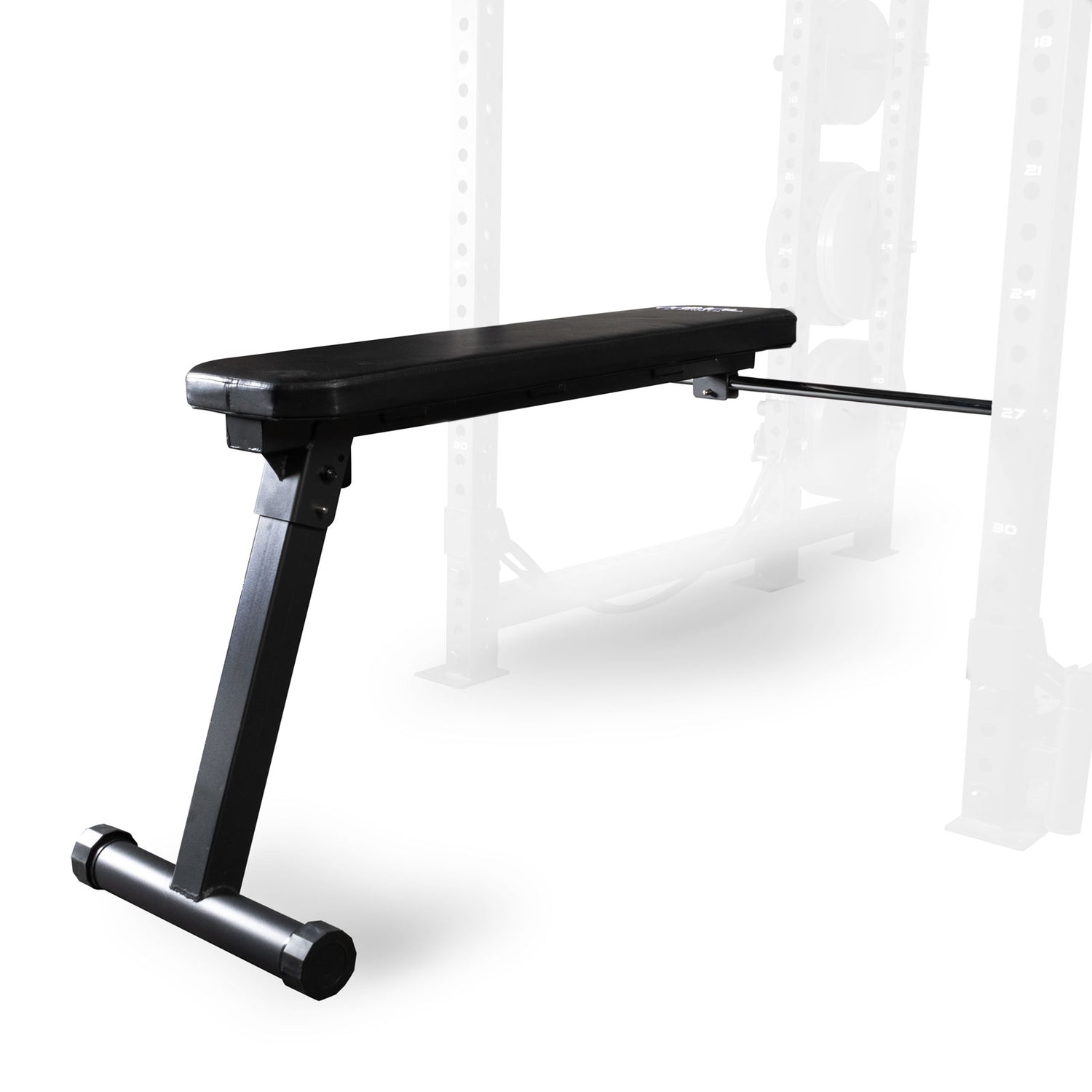 black prone row bench attachment for a gym rack