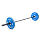 a 245cm black olympic deadlift bar loaded with a pair of weight plates
