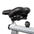the seat of a black primal strength airbike cardio machine