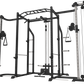 a rack mounted cable crossover attached to a power rack