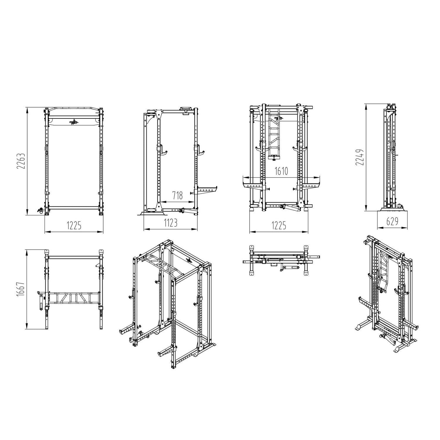 a diagram and dimensions of a folding gym rack