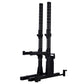 black independant folded squat stands with safety stoppers