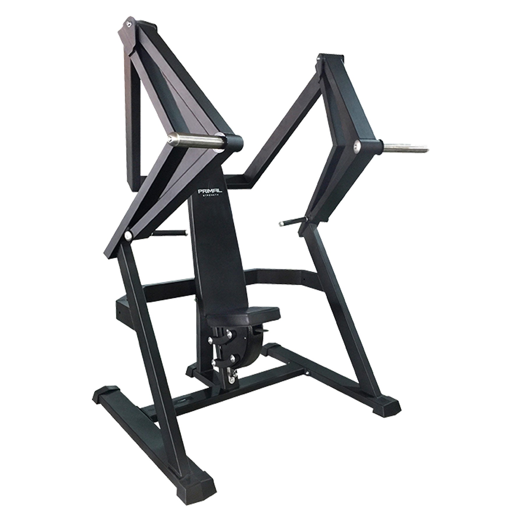 a black plate loaded chest press gym machine