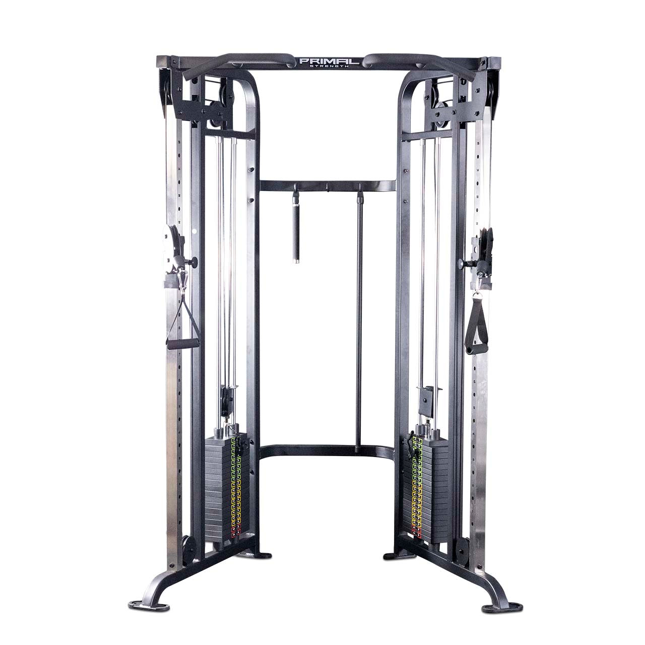 A compact functional trainer with two 90kg weight stacks.
