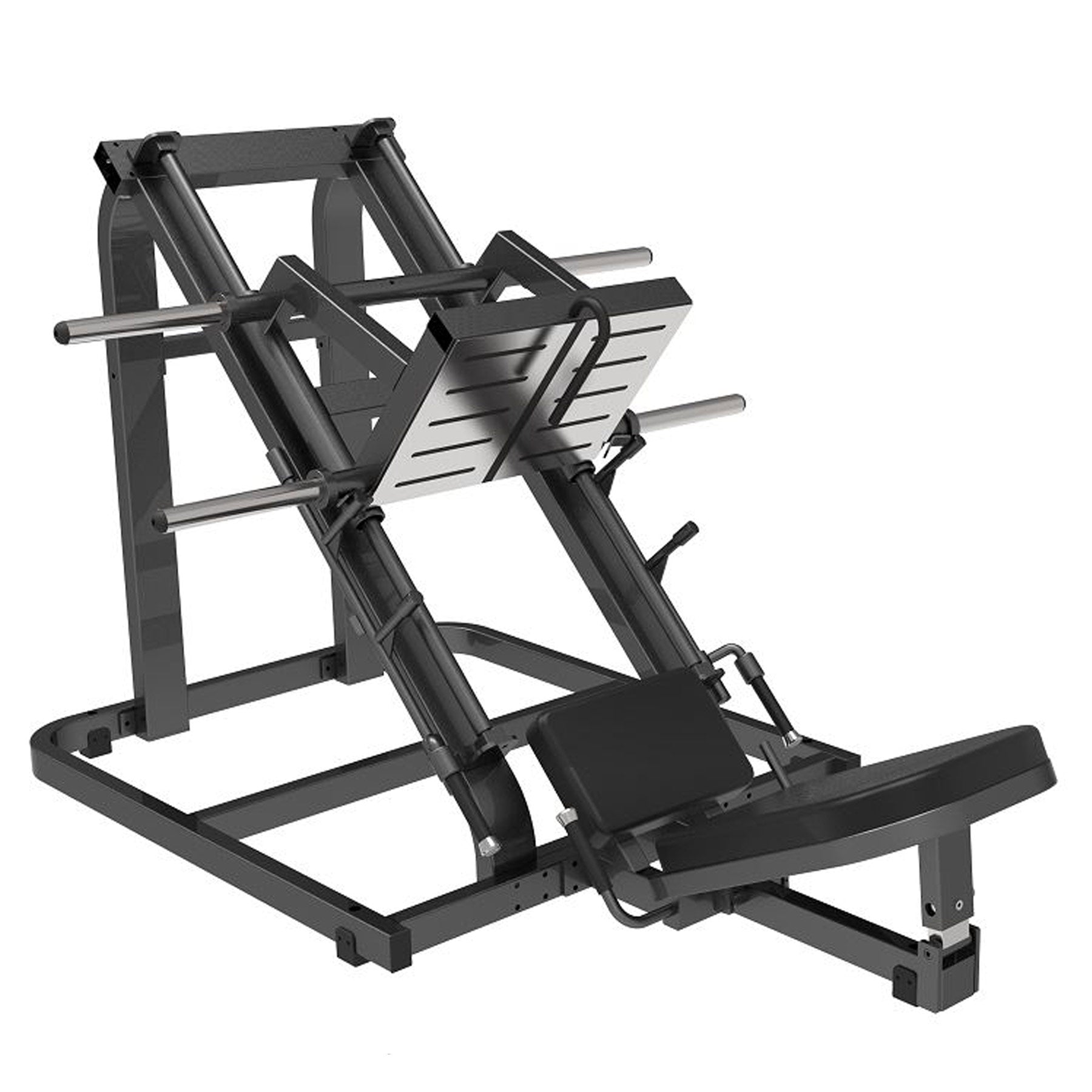 a plate loaded 45 degree leg press gym machine