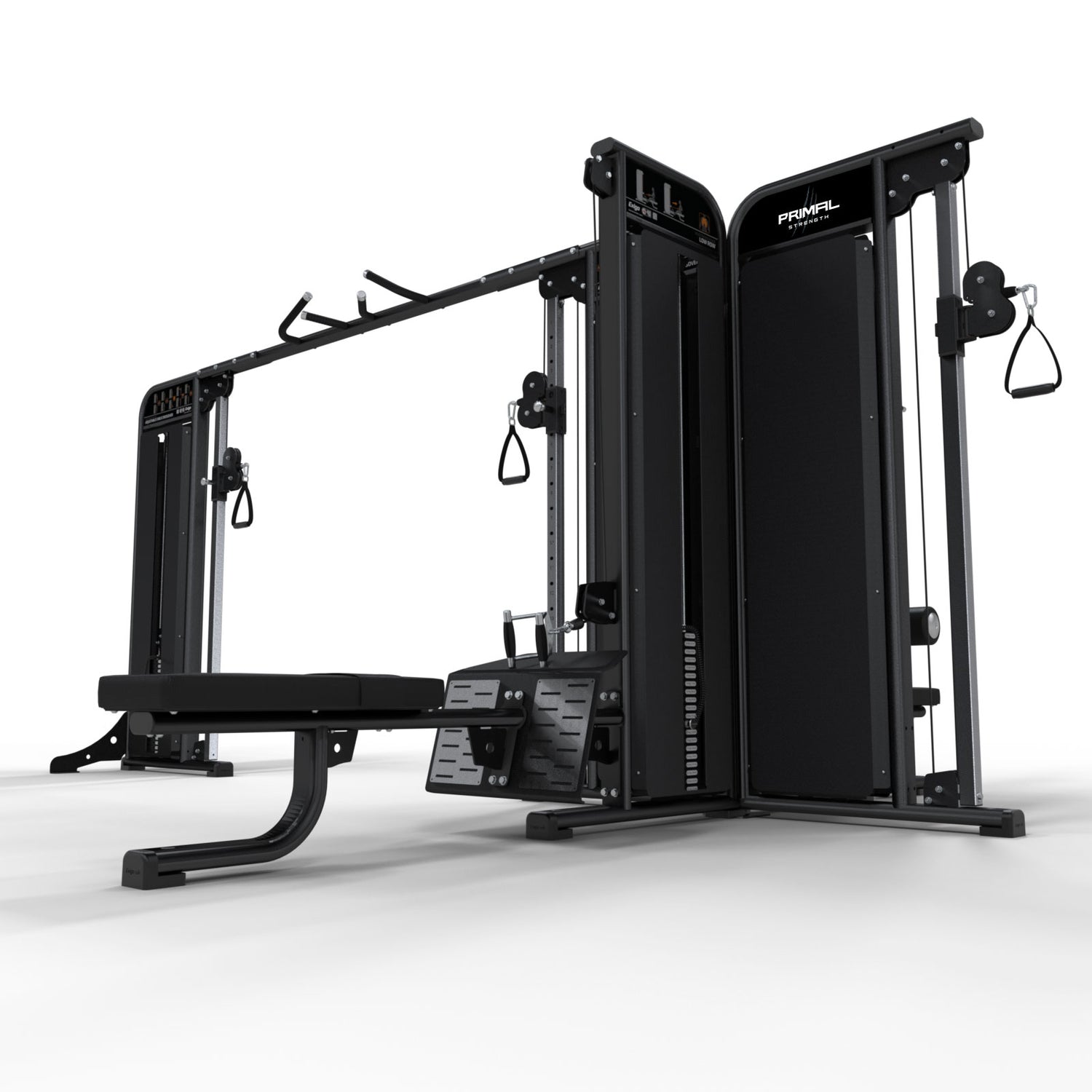 a multi station cable machine with cable crossover and high and low pulleys