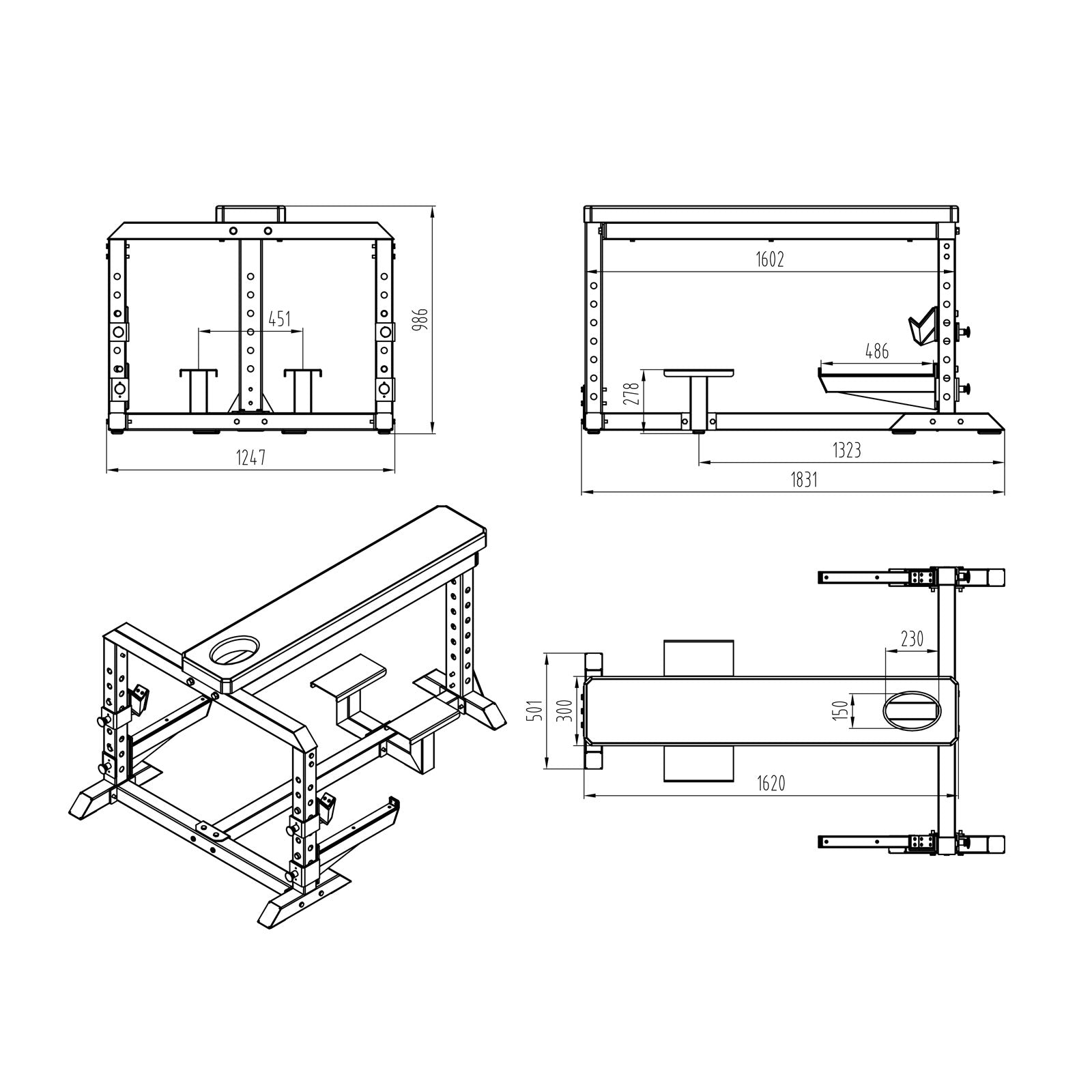 a diagram and dimensions of a prone row gym bench