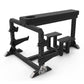 black prone row gym bench with steps