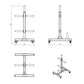 a diagram and dimensions of a weight plate rack with wheels