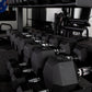 a full 3 tier hex dumbbell rack in a gym