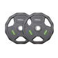 A 25kg pair of black rubber olympic weight discs.