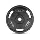 A black olympic weight disc with a PVC finish.