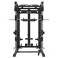 monster rack system including smith machine, rack attachments and weight plate storage
