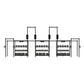 a custom gym rig with four barbell racks and functional fitness storage