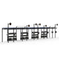 a custom gym rig with five barbell racks and functional fitness storage