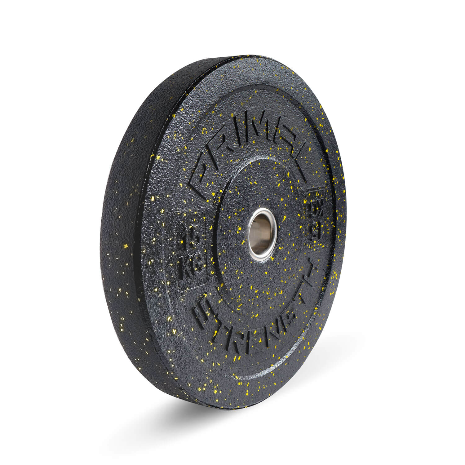 a black and yellow 15kg hi temp weight plate