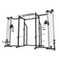 a rack mounted cable crossover attached to a power rack