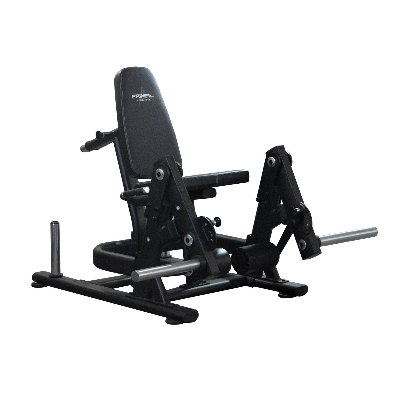 a empty plate loaded single leg extension gym machine