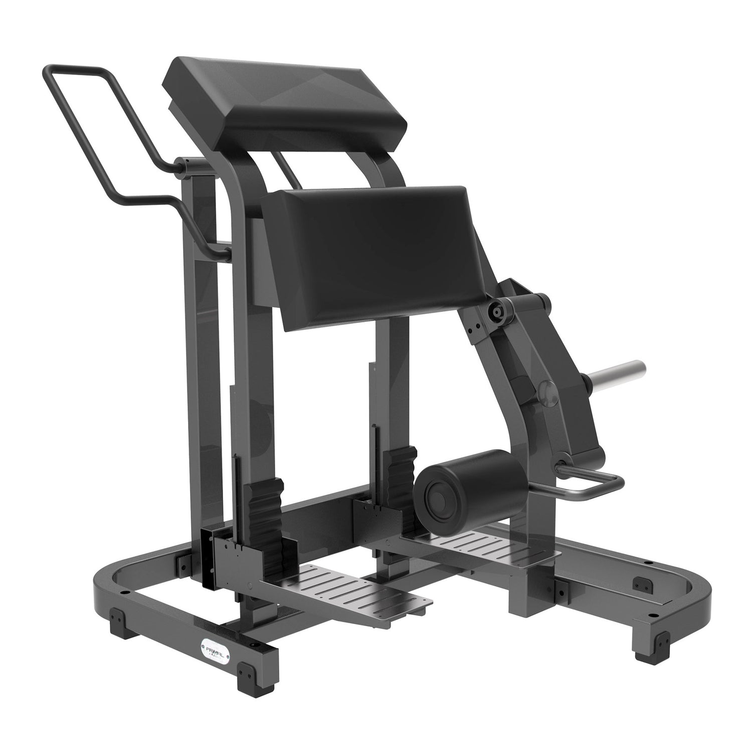 a black plate loaded hamstring curl gym machine