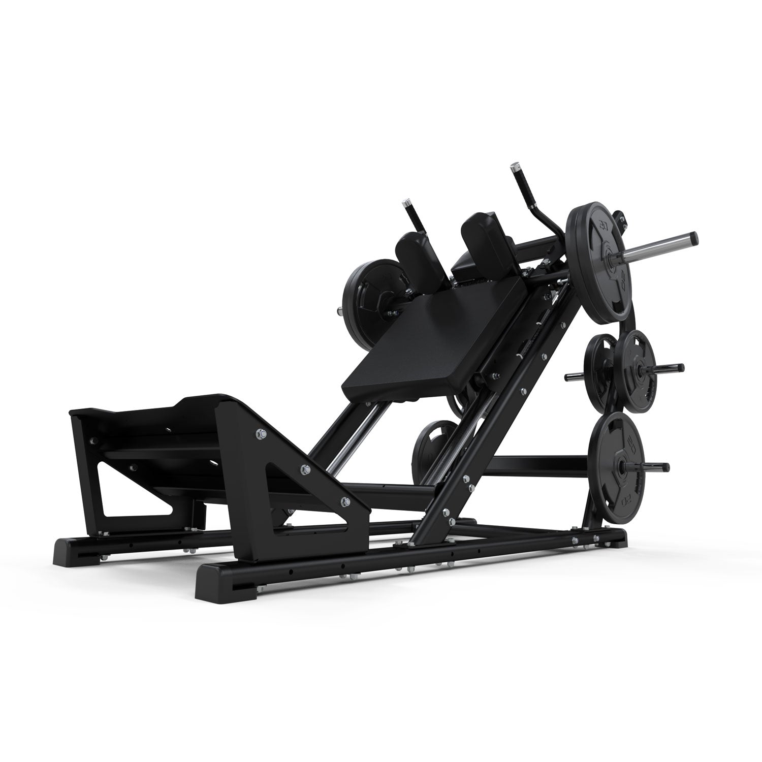 a black 45 degree hack squat gym machine