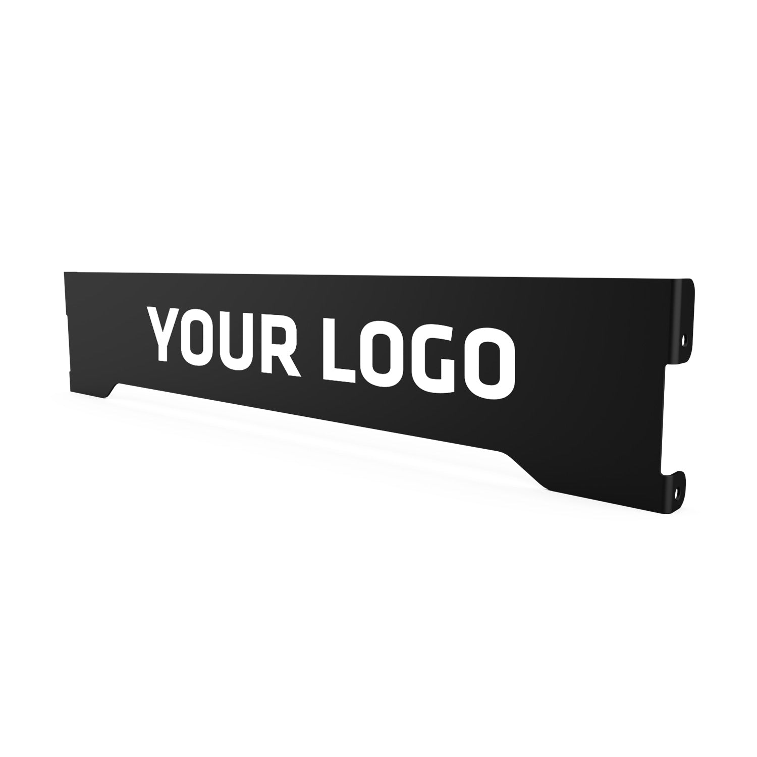 a gym rack branding plate with a laser cut logo