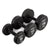 three single primal strength black urethane dumbbells