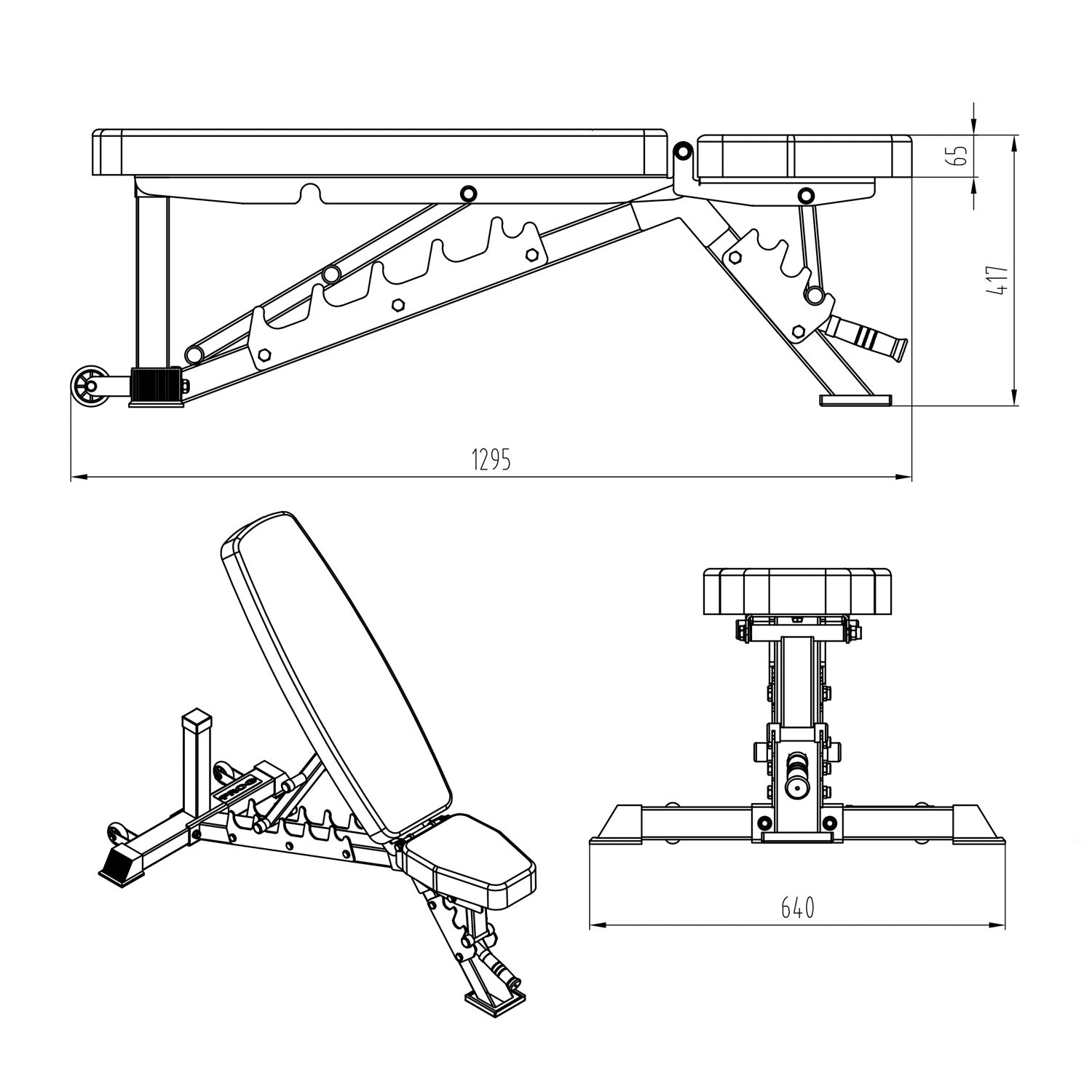a diagram and dimensions of a adjustable home weight bench