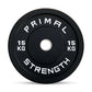 a 15kg black virgin rubber bumper weight plate