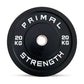 a 20kg black virgin rubber bumper weight plate