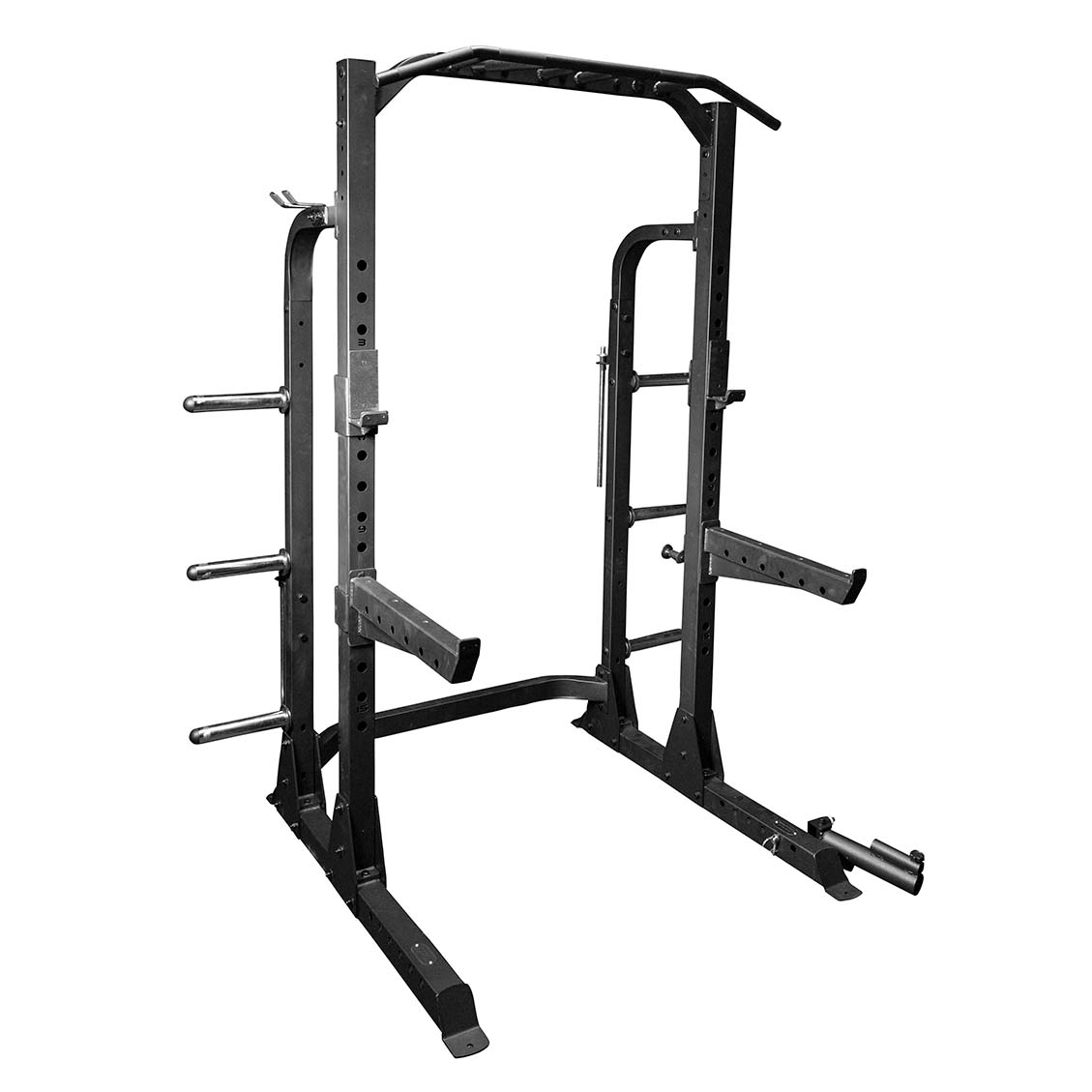 a black commercial empty half rack