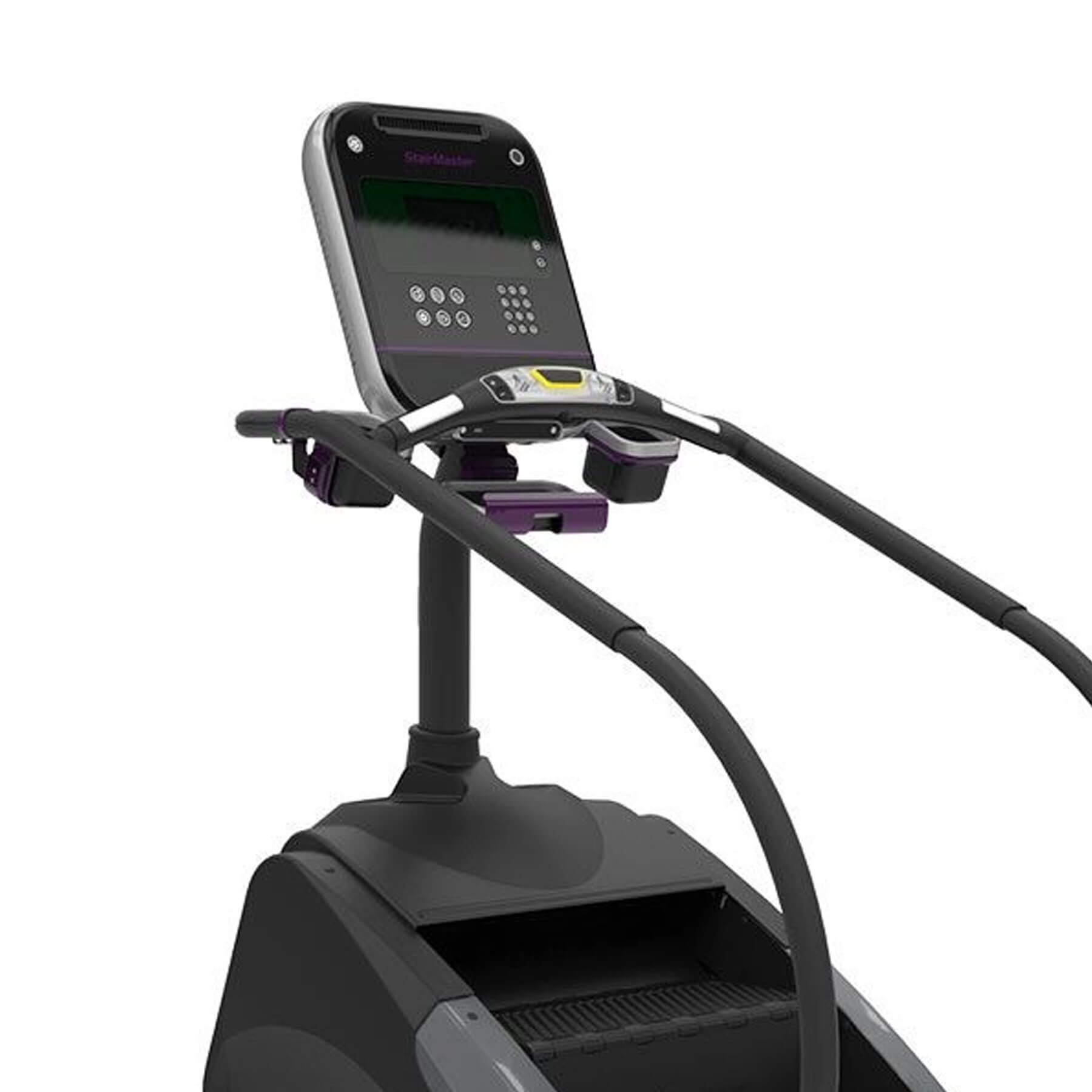 the lcd console and handlebars of a stairmaster cardio machine