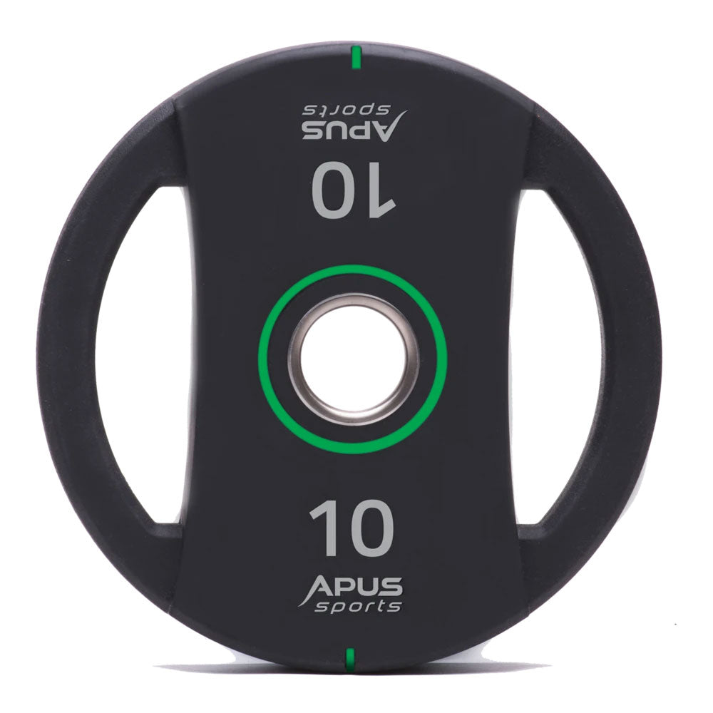 a black 10kg urethane weight disc