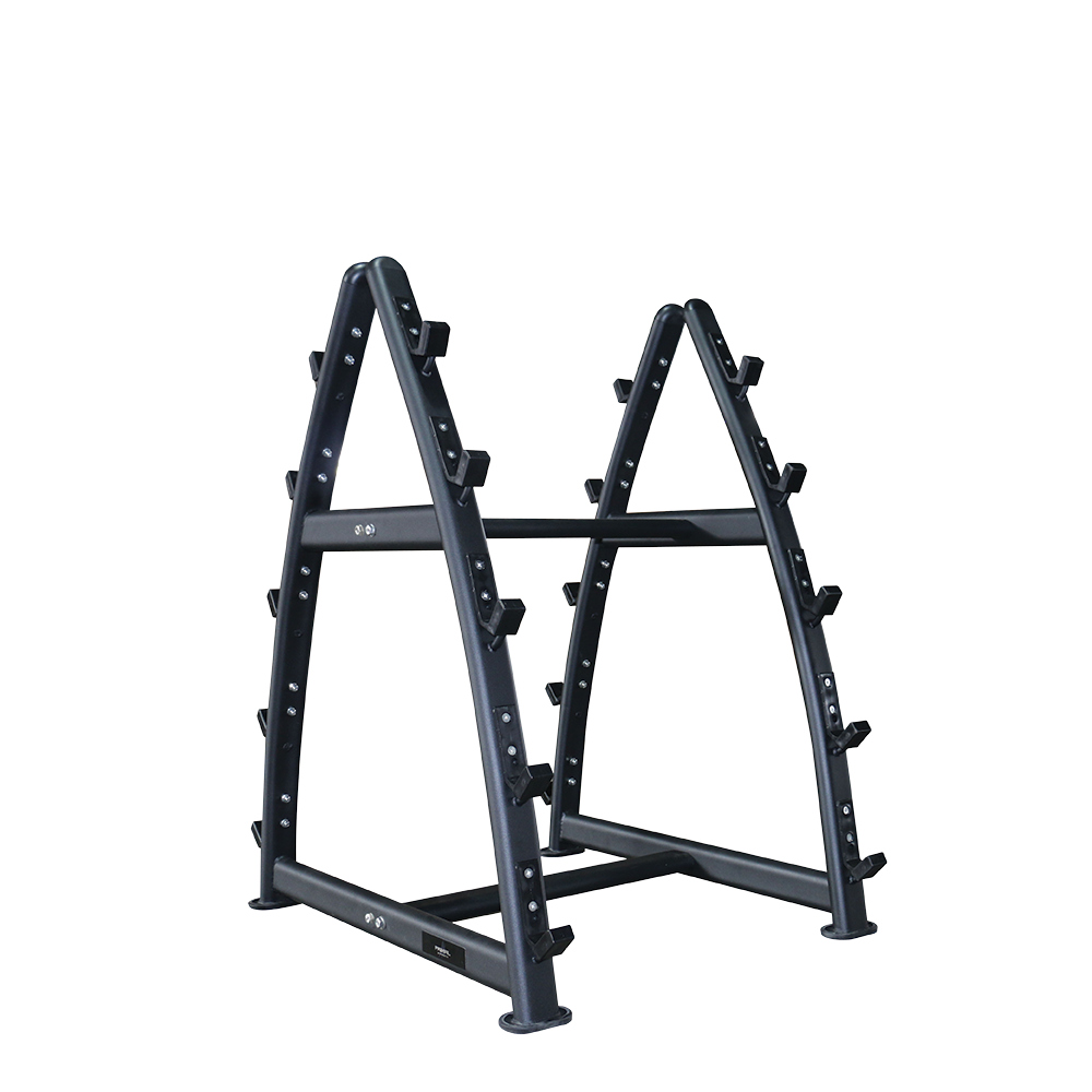 a empty double sided barbell rack suitable for 10 barbells
