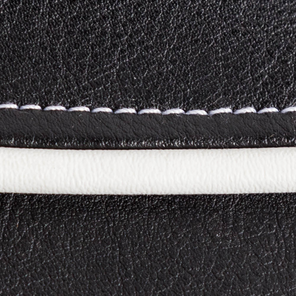 black leather with white stitching