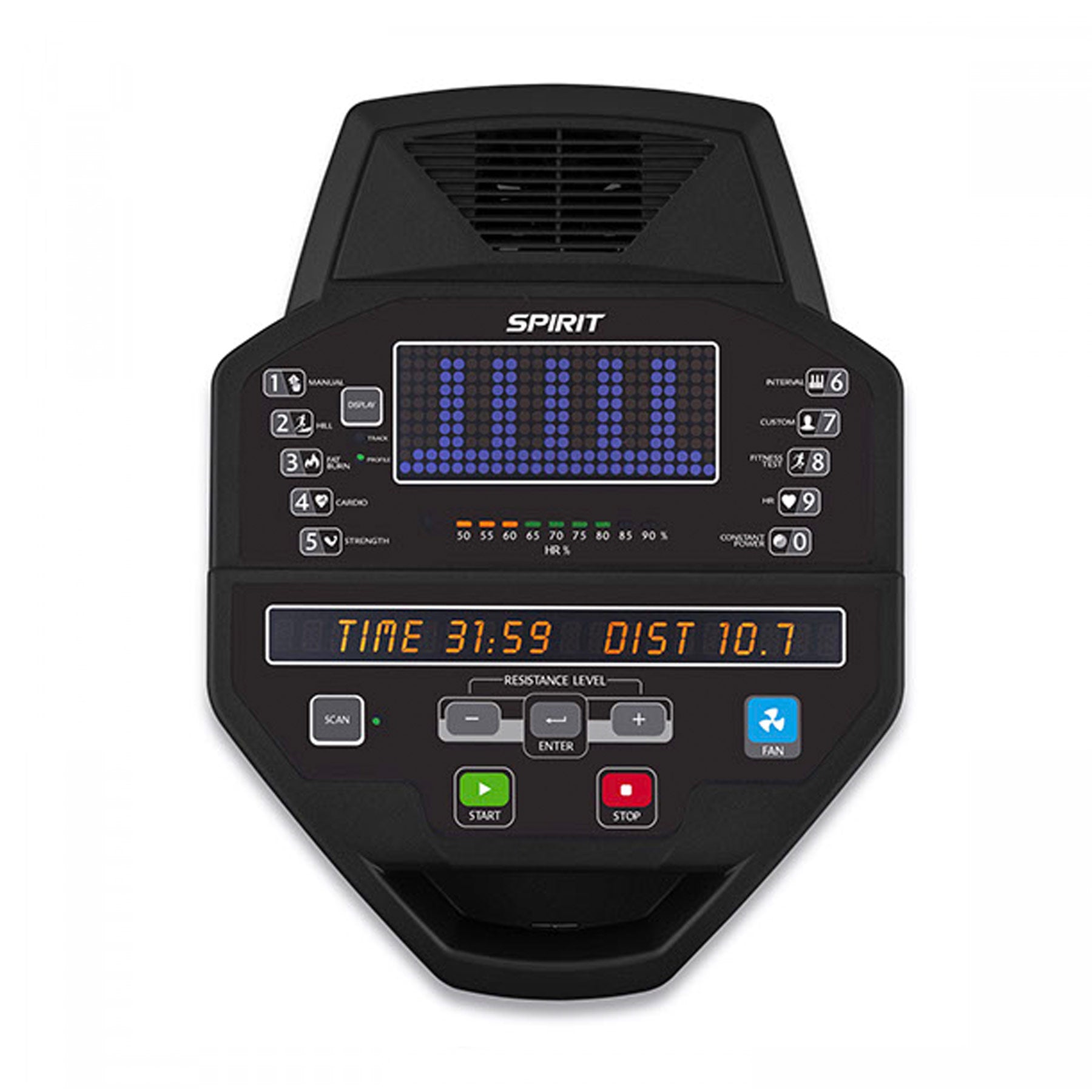 spirit fitness cu800 upright bike console