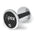 a stainless steel dumbbell with a apex custom logo on the endcap