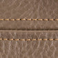 brown leather with orange stitching