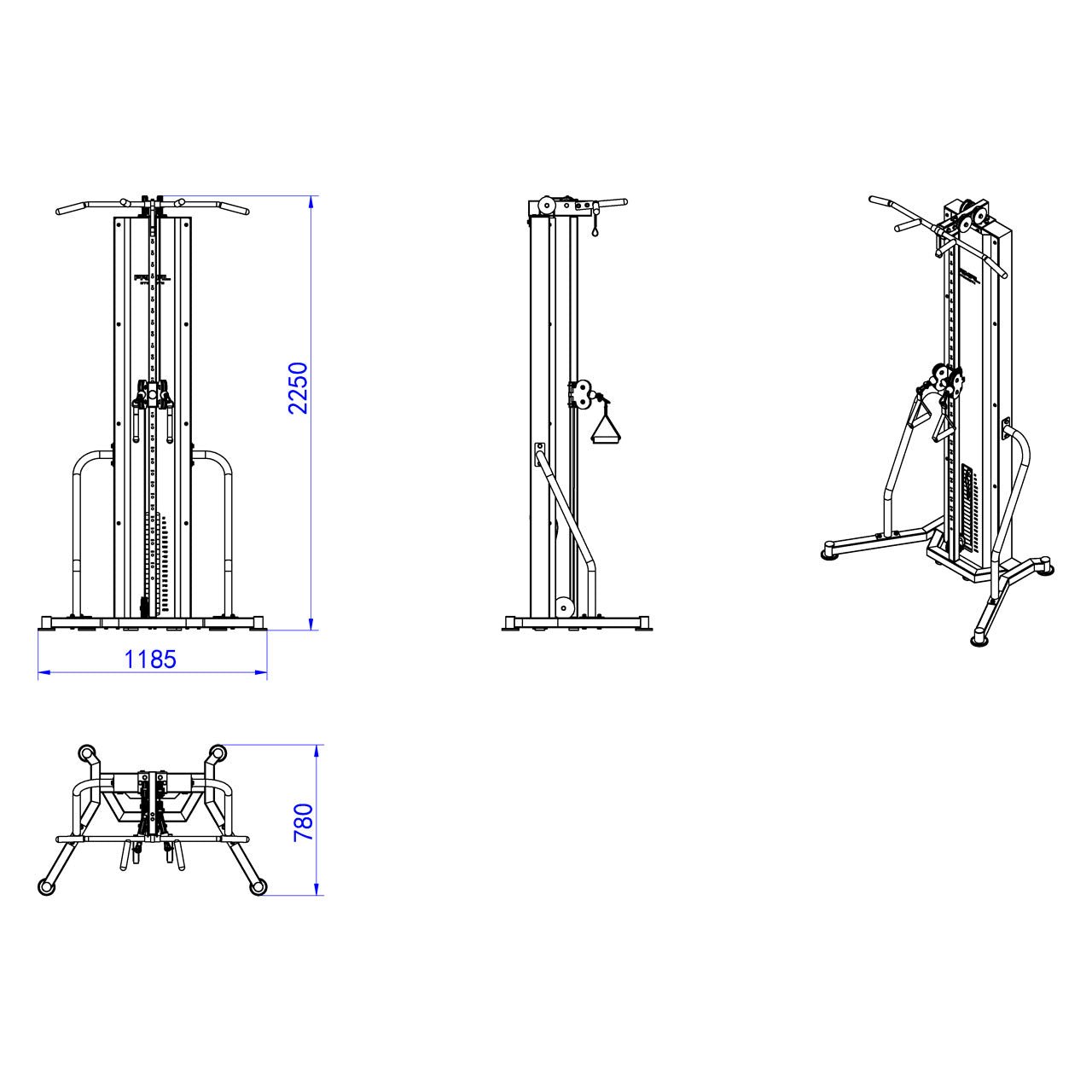 Free Standing Hi/Lo Pulley with Pull-Up Bar